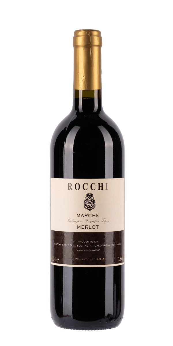 Bottiglia di Marche Merlot dell'azienda vinicola Rocchi